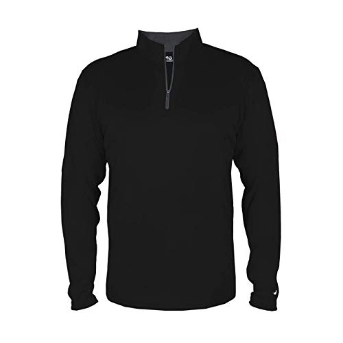 Black Youth Medium Long Sleeve 1/4 Zip Pullover Wicking Sports Jacket