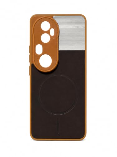 Image of Bintage 2in1 Hard Slim Back Case | Soft Border Camera Protect | Dual PU Leather Finish Back Cover Compatible for Vivo T4 Ultra 5G - White & Cherry Brown