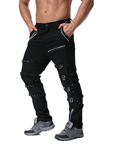 Men`s Steampunk Gothic Hip Hop Punk Rock Pants with Chain2