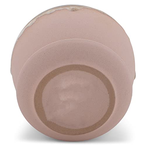 Napco Drip Glazed Ceramic Pot For Indoor Plants Planter With Saucer, 3.25 X 2.5, Pink And Brown #TOP1