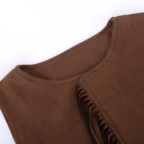 Girl's Faux Suede Tassel Vest Tops Sleeveless Kids Vests Western Retro Boho Waistcoat Cowgirl Jacket Cardigan4