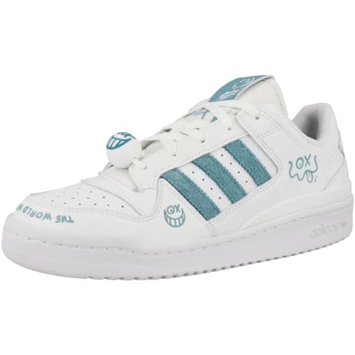 Image of adidas Originals Men Leather Forum Low CL Basketball Shoes, FTWWHT /FTWWHT /FTWWHT, UK-5.5