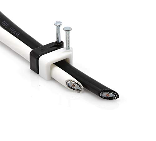 The Cimple Co - Dual, Twin, Or Siamese Coaxial Cable Clips, Cat6, Electrical Wire Cable Clip, 1/2 In Nail Clip And Fastener, Black (100 Pieces Per Bag) #TOP5