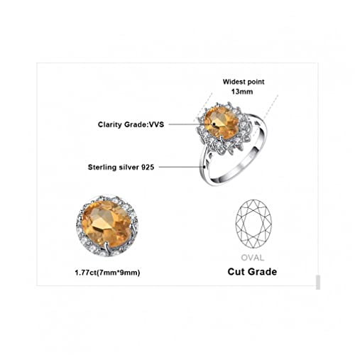 Bague Citrine halo Argent 925 joaillerie de fiançailles haut de gamme