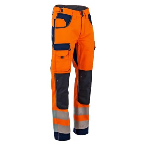 Pantalon authentic haute visibilité LMA orange fluo pour éviter les risques sur chantier