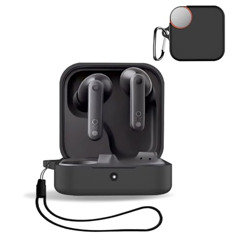 【KONXISA】For CMF by Nothing Buds 2a 用 ケース カバー シリコン素材 耐衝撃 防水防塵 ウォッシャブル (カラビナ付き+ストラップ付き ) 着用しやすい 装着充電可能 持ち運びがしやすい(ブラック)