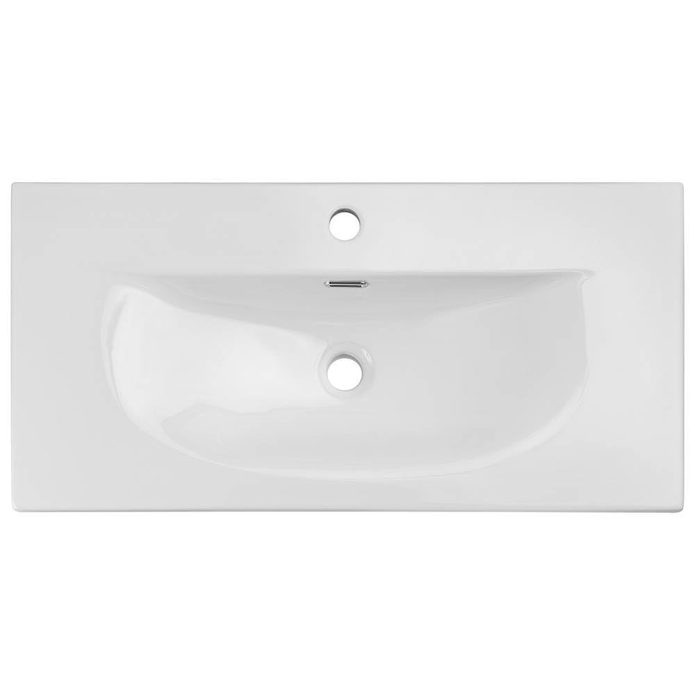 [en.casa] Badmöbel Skelbolu Waschtisch mit Unterschrank Badezimmerschrank 80 x 57 x 39 cm Waschbecken mit Unterschrank 2 Schubladen Badschrank Waschtischunterschrank hängend Eicheoptik