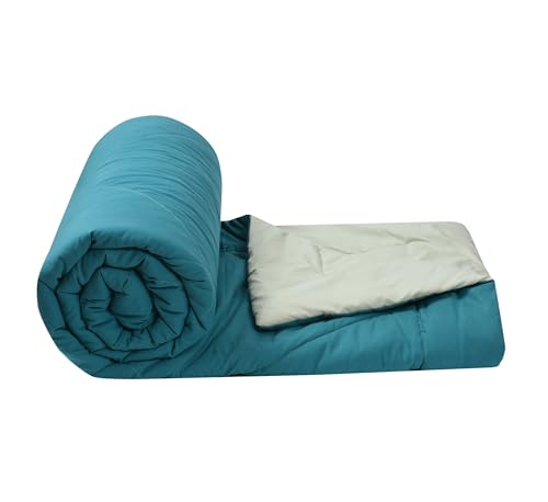 Image of Galaxy Home Decor Premium Microfibre Reversible Comforter | Ultra-Soft, Lightweight & All-Season Warm Quilt | Cozy AC Blanket for Double Bed 90 inch x 100 inch | 220 GSM, Teal & Ivory