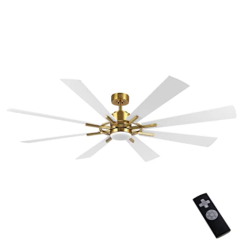 WINGBO 72" DC Ceiling Fan with Lights, Gold and White