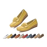 Genérico Mocasines clásicos de Penny cosidos a Mano para Mujer - Mocasines de tacón de cuña Mocasines cómodos con...