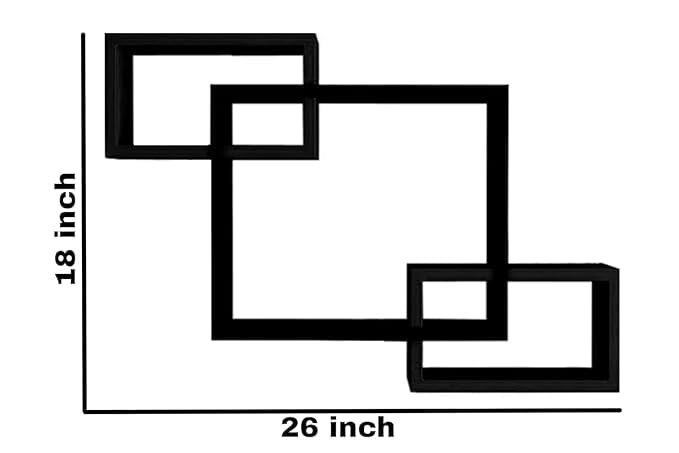 DivinMart Set of 3 Black Wood Wall Mount Wall Shelves for Living Room and Home Wall Decor Items (Orange) - Image 3