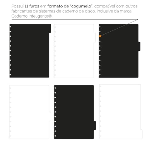 Divisórias Iscool P/Caderno De Disco G Spot Colors Preto e Branco