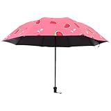 KOMBIUDA Paraguas Plegable Manual Compacto Diseño de Sandía, Protección Solar Uv, Negro Recubrimiento Antibrillo, para Mujer, Adecuado para Viajes y Uso Diario Estilo Estilo Aleatorio
