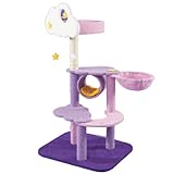 TIANYIA Rascador de Gatos Árbol para Gatos de Varios Niveles, Morado de ensueño, cómoda Plataforma de Descanso de Felpa, Torre Alta de Actividades para Gatos con Postes rascadores Regalos