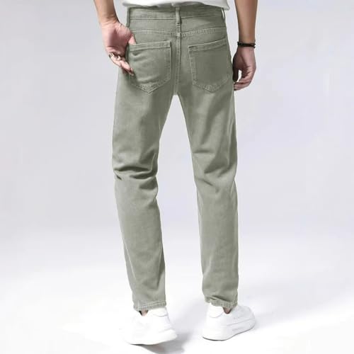 Jeans Pants Trouser Denim Trendy Street Stretch Slim Fit Retro Yellow Green Casual Commuting Straight Leg for Men4
