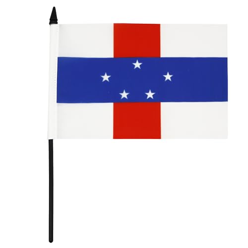 AZ FLAG Netherlands Antilles Table Flag 5'' x 8'', Dutch Office Decoration 100% Polyester 21 x 14 cm - Image 2