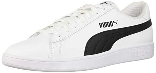 PUMA Mens Smash V2 Sneaker, PUMA Mens white-PUMA Mens black, 11.5