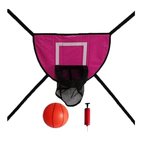 SM SunniMix Mini Basketball Hoop for Trampoline Lightweight Backboard Sports Toy Outdoor Goal Game Waterproof Basketball Stand Rose Red, with a Ball