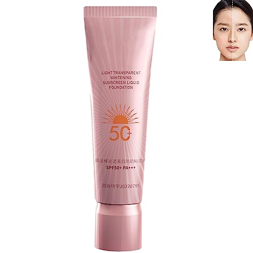 3 in 1 Whitening Sunscreen Foundation, Whitening Sunscreen Foundation, Korean Whitening Sunscreen Foundation, Sunscreen for Face, Full Coverage Liquid Foundation Oil Control (1 pcs)