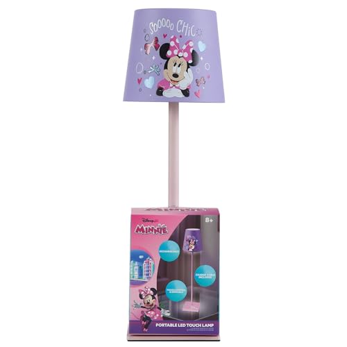 Disney Minnie Mouse Kids Touch Night Light Lamp Rechargeable Battery Operated Bedroom Table Lamp with Touch On/Off Portable LED Desk Light with Charging Cord for Nursery & Childrens Room