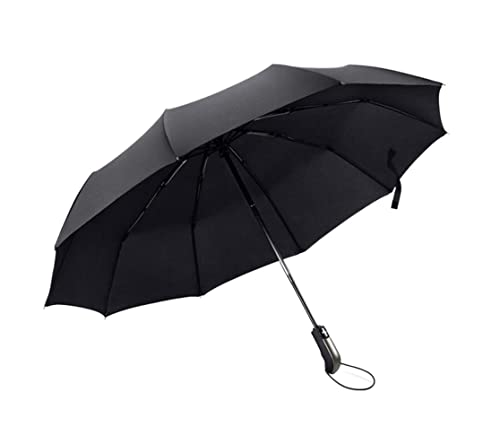 MCLIUJIA Parapluie Pluie Parapluie De Voyage Coupe-Vent Et Parapluie Automatique Compact pour Homme Et Femme, Ouverture/Fermeture Automatique À 10 Baleines Ombrelle(Black)