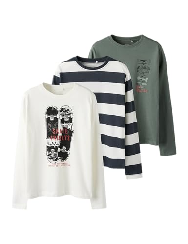 NAME IT Jungen Nkmnikolai 3P Ls Top, India Ink, 158 cm-164 cm (3er Pack)