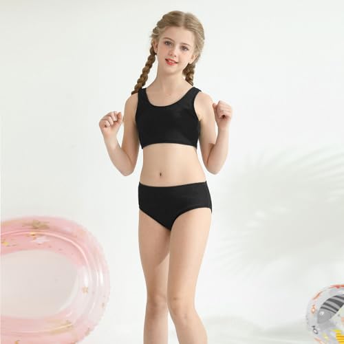 Girls Two Piece Swimsuits Ribbed Bikini Sets Swimming Bathing Suit Beach Sport Athletic Teen Girls Swimwear3