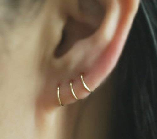 3 Pair Set 14k Gold Endless Hoop Earrings, 10mm2