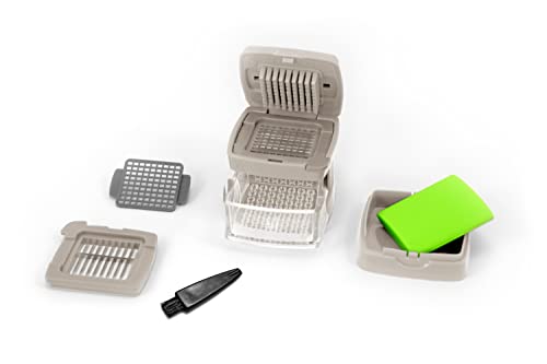 Kitchen Innovations Garlic-A-Peel Garlic Press, Crusher, Cutter, Mincer, and Storage Container - Includes Silicone Garlic Peeler - Easy to Clean - Stainless Steel Blades – (Cream), standard