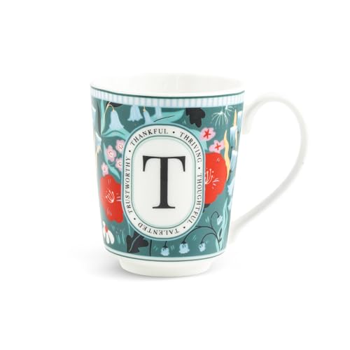 Image of Shay Alphabet Mug 300ml, Letter T Printed Coffee Mug for Girls, Boys, Friends | Ceramic Mug |Glossy Finish | Ceramic Coffee Cup | Porcelain | Microwave Safe (Alphabet Mug - T)