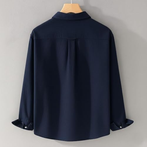 Image of Men's Cotton Blend Casual Wear with Bird Embroidery | Regular Fit Full Sleeve Button Down | Lightweight Summer Style for Daily, Office & Party