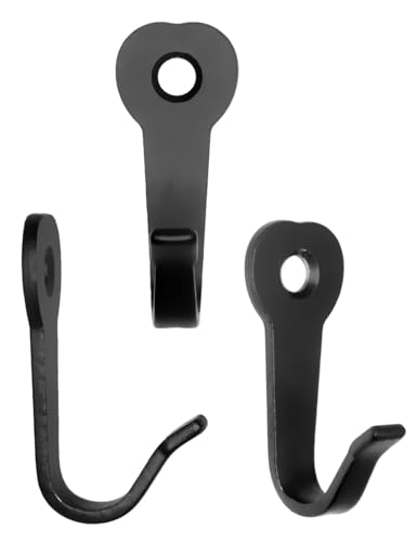 FUXXER Klassische Garderoben-Haken, Eisen-Haken, Küchen-Haken, 39 x 22 mm, 10er Set, schwarz