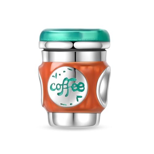 YIXUAN Charms Taza de Café Compatibles con Pulseras Pandora para Collar de Plata de Ley 925 Joyería para Mujeres Regalos de Halloween