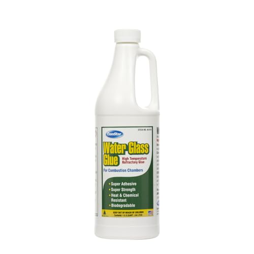 ComStar Water Glass Glue, High Temperature Combustion Chamber Glue, Super Strong Adhesive for Boilers & Furnaces, Heat & Chemical Resistant, Repairs & Sets Refractory Chambers, 1 Quart (40-410)