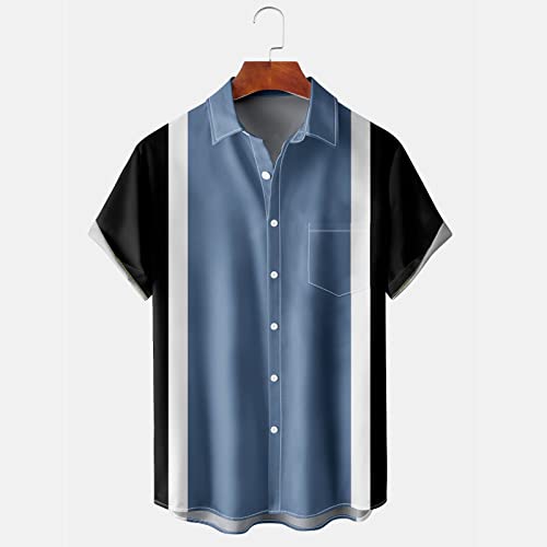 Muscularfit Mens Shirts Button Down Short Sleeve Casual Tshirt Loose Fit Color Block Collar Shirt Hawaiian Summer Beach Shirt3
