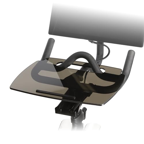 TFD The Tray Original for Peloton Bike Original Models Angled Acrylic Desk Tray with Rubber Grip Insert for Laptop Tablet Phone and Books Work or Read While Riding Dark Acrylic