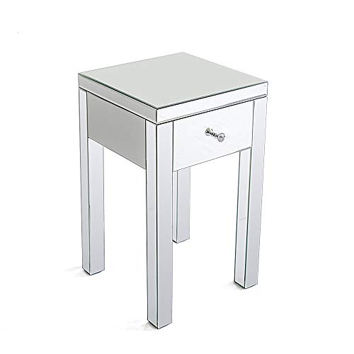 Black Friday 🔥 Mirrored Nightstand, Silver End Table with Drawers Mini Cabinet, Mirror Accent Table Bedside Table Side Table for Bedroom, Hallway, Living Room, Office (style6)