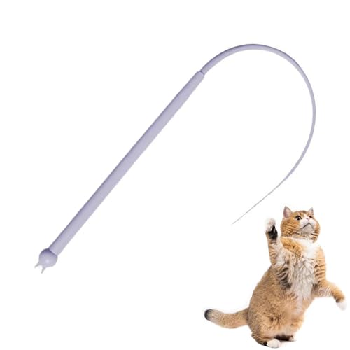 LUAMY サムコス 猫 おもちゃ ネズミのしっぽ シリコン製 猫の杖 柔らかい猫のおもちゃ 運動不足 ストレス解消 取外し可能の尾 猫用遊具 ペット用品 (ブルー)