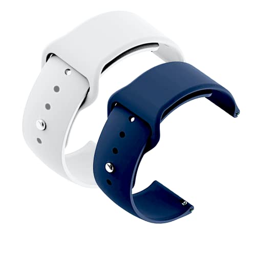 Image of YODI New Accessories Silicone 22MM Strap Belt Band for Smart Watch (Set of 2 Color) Combo Pack (Smart Watch NOT Included) (White-Blue)