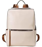 BOSTANTEN Genuine Leather Backpack Purse Fashion Casual College Travel Handbag for Women creamy-w...