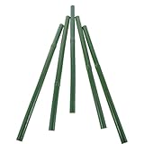 POPETPOP 5pcs 40cm Faux Bamboo Sticks Green Artificial Bamboo Branches for Indoor and Outdoor Garden Fence, Plant Support, and Privacy Screen Landscaping