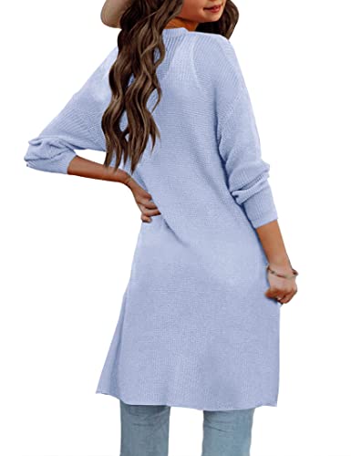 Amarmia Girl's Open Front Cardigan Long Sleeve Knit Sweaters Lightweight Summer Solid Loose Outerwear Coats with Pockets2