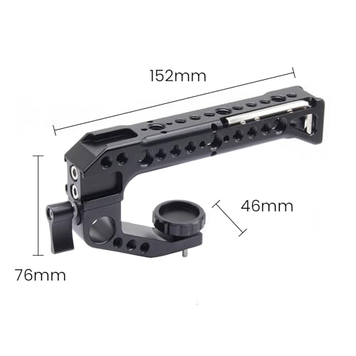 Image of Universal ARRI Rosette Camera Cage Handle - CNC Aluminum Top Handle with 1 /4 inch Threads & NATO Rails (YHP-04A)