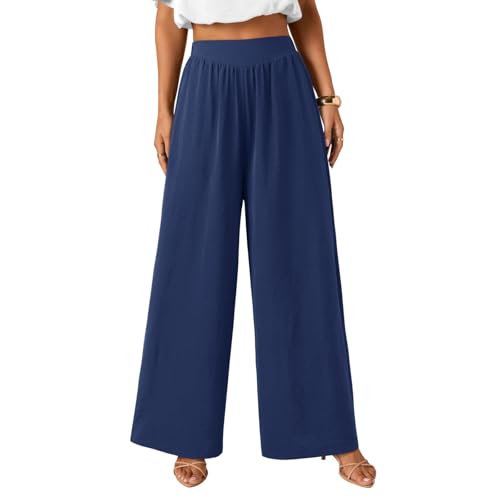 Jogging solide droit baggy palazzo femme avec cordon de serrage à taille