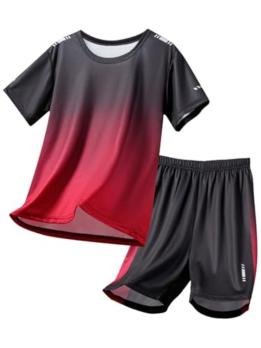 easyforever Boys Quickdry Sports Set Short Sleeve Tshirt Elastic Shorts for Football Basketball Running Workout2