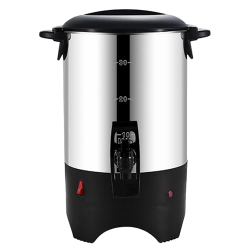 HJJ 業務用コーヒーポット 業務用電気コーヒーメーカー 5.5L 大容量 304ステンレス鋼 断熱性と保冷性 密封され 漏れ防止 二重断熱材 オフィス パーティー カフェ 結婚式に最適 (ケトル,プラスチック製蛇口)
