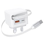 Upgraded 40W USB C Charger Block with Retractable Type C Cable,3-in-1 Fast USB C Wall Plug,Portable Multiport PD3.0 Power Adapter for iPhone 17/16/15/14/13/12 Pro Max Series,iPad,Tablet,Galaxy