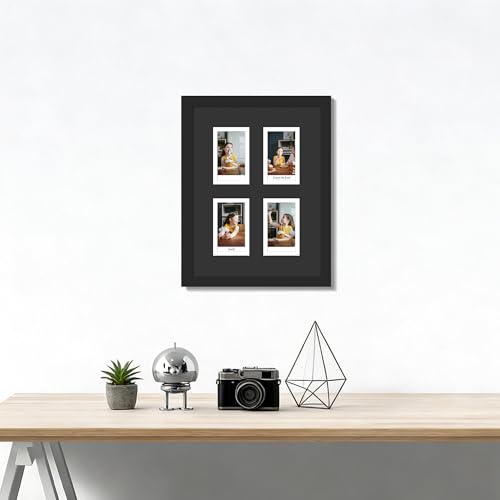 Image of DUENPY 7.2x9.5 Polaroid collage frame for Polaroid 2x3 Mini Instant Prints Photo with 4 Openings, Mini Picture Frames Wall Display with Polished Plexiglas Balck