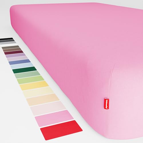 Schuette® Spannbettlaken • 200x220 cm • Wow! Kollektion: Let me Pink! (Rosa) • 100% Superfluff Baumwolle, Blickdicht, Faltenfrei • mit Rundumgummi • Matratzenhöhe bis 40 cm