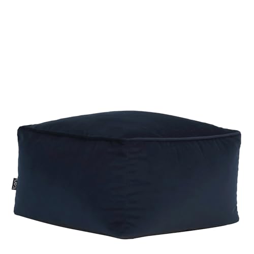 Icon Amara Hocker, Dunkelblau, Flauschiger Samt Stoff, Samt Sitzsack, Sitzpuff Hocker mit Füllung, Fußhocker für das Wohnzimmer, Deko Wohnzimmer Icon Amara Hocker, Dunkelblau, Flauschiger Samt Stoff, Samt Sitzsack, Sitzpuff Hocker mit Füllung, Fußhocker für das Wohnzimmer, Deko Wohnzimmer